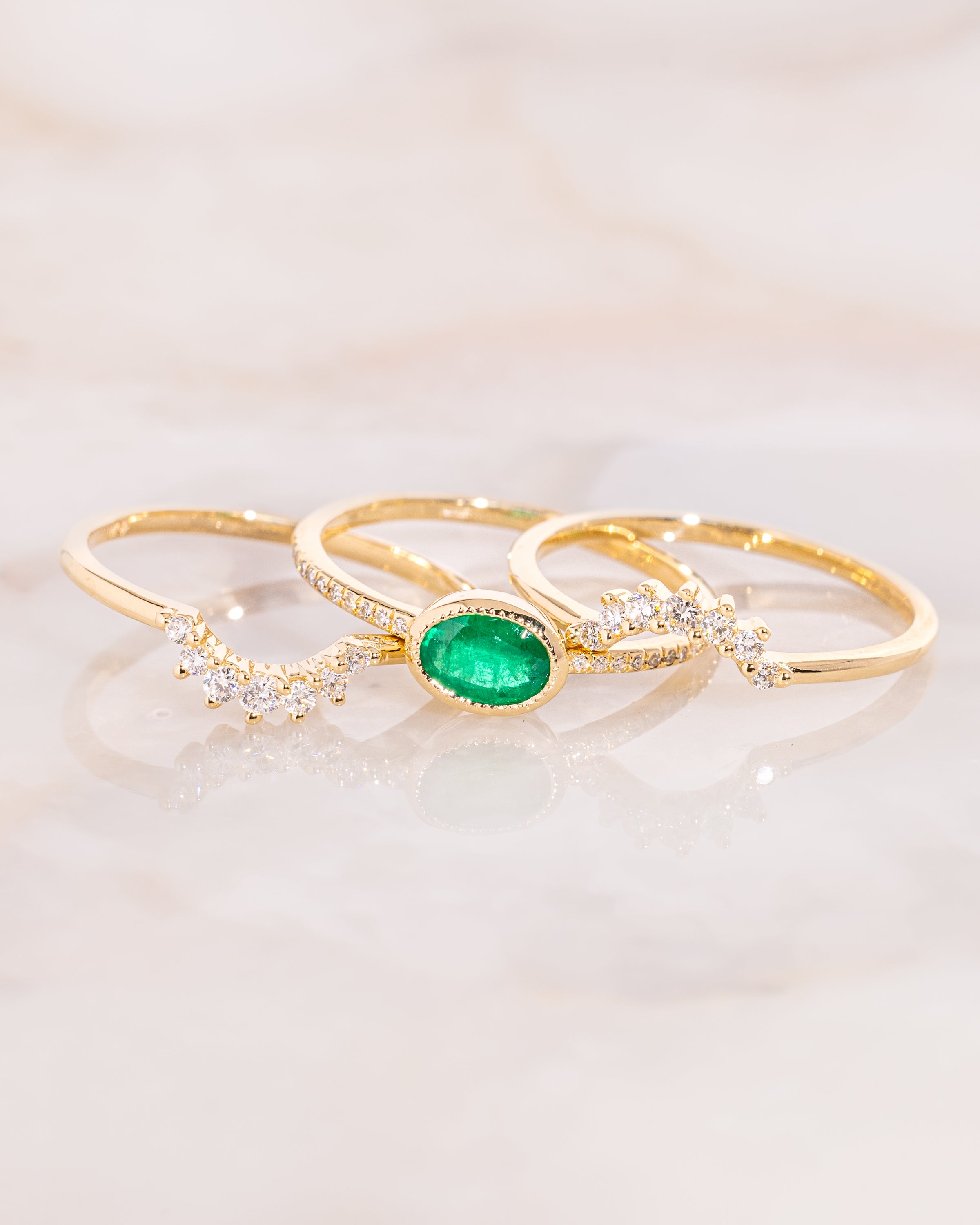 Three-Piece Emerald Ring Set Rings Princess Bride Diamonds
