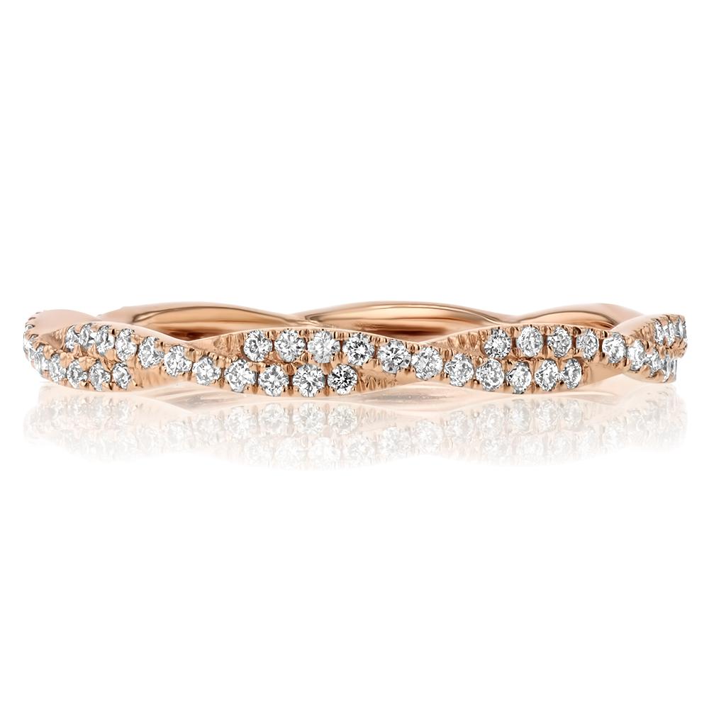 Tight Braid Diamond Ring Ring Princess Bride Diamonds 3 14K Rose Gold