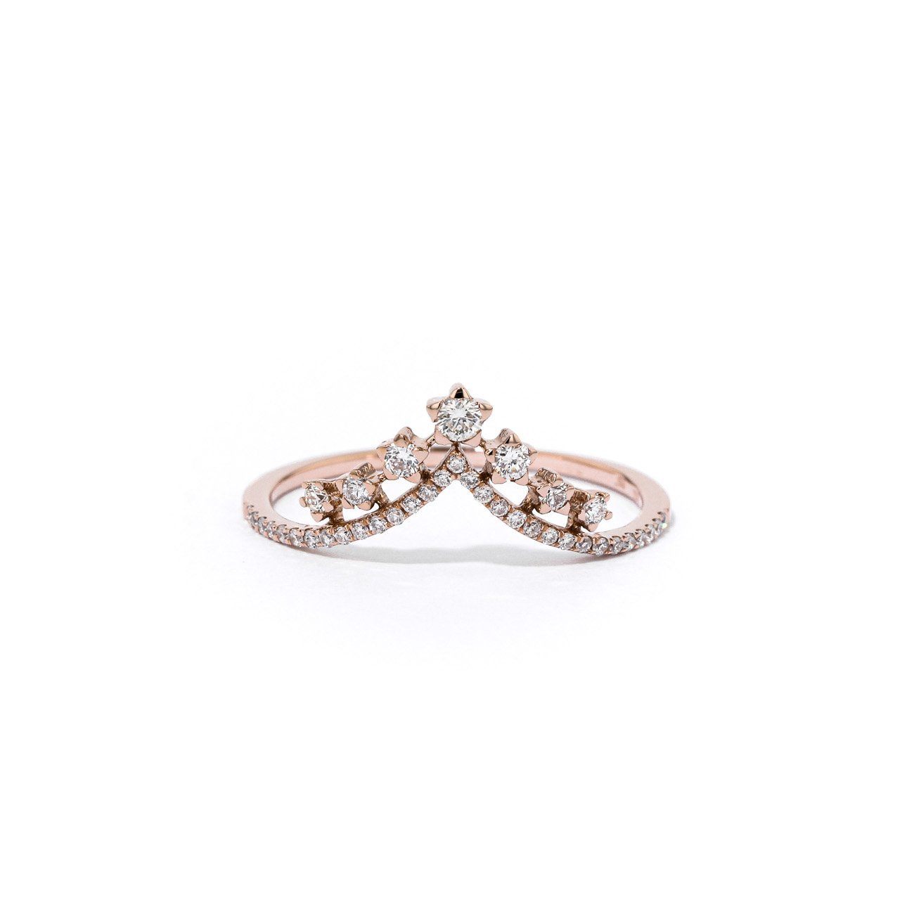 V-Constellation Stackable Ring Ring Princess Bride Diamonds 3 14K Rose Gold