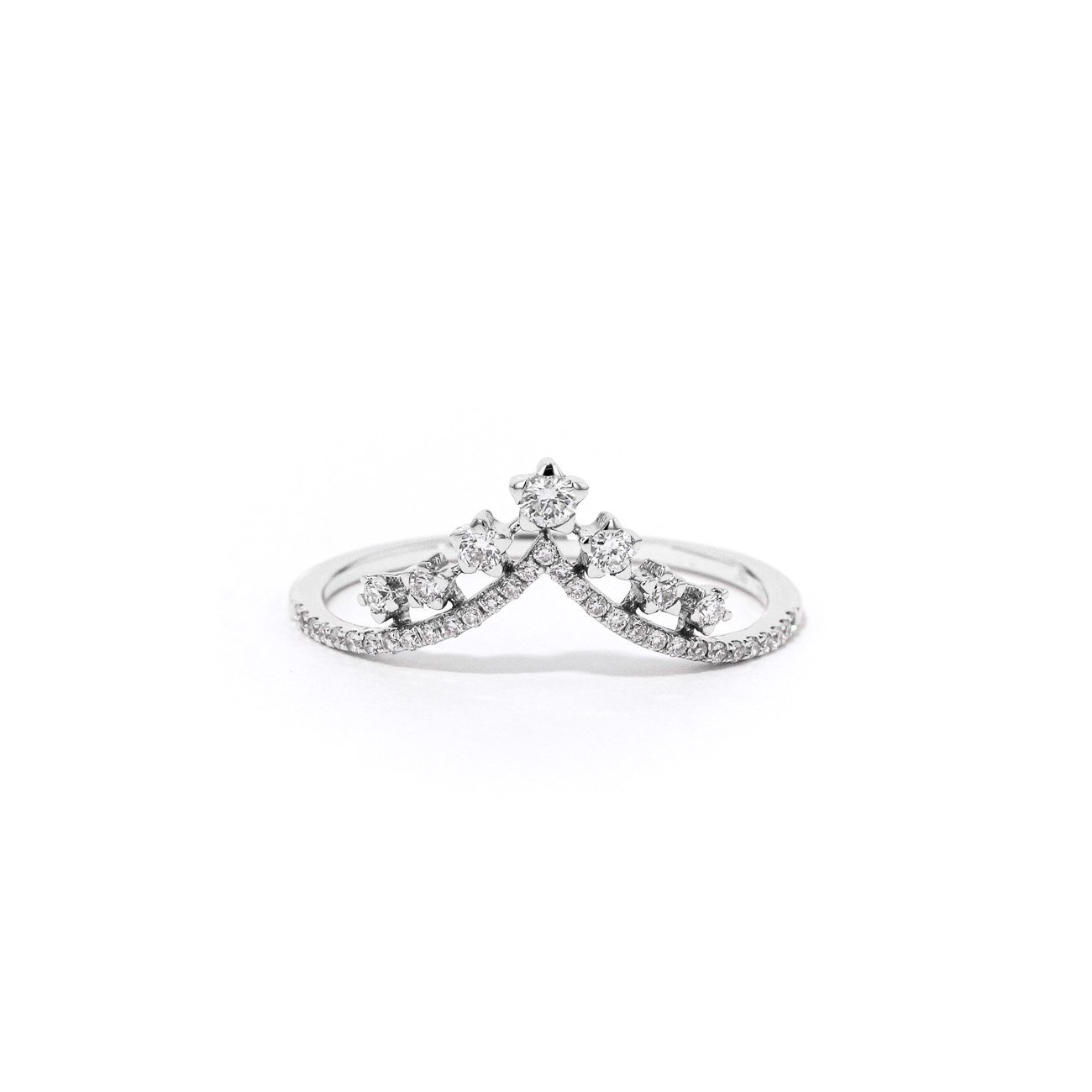 V-Constellation Stackable Ring Ring Princess Bride Diamonds 3 14K White Gold