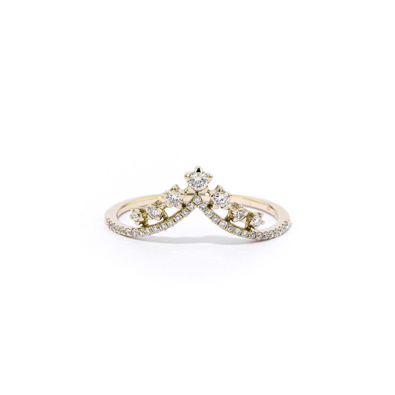 V-Constellation Stackable Ring Ring Princess Bride Diamonds 3 14K Yellow Gold