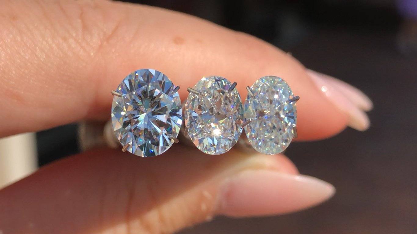 Oval Moissanite and Diamond Comparison