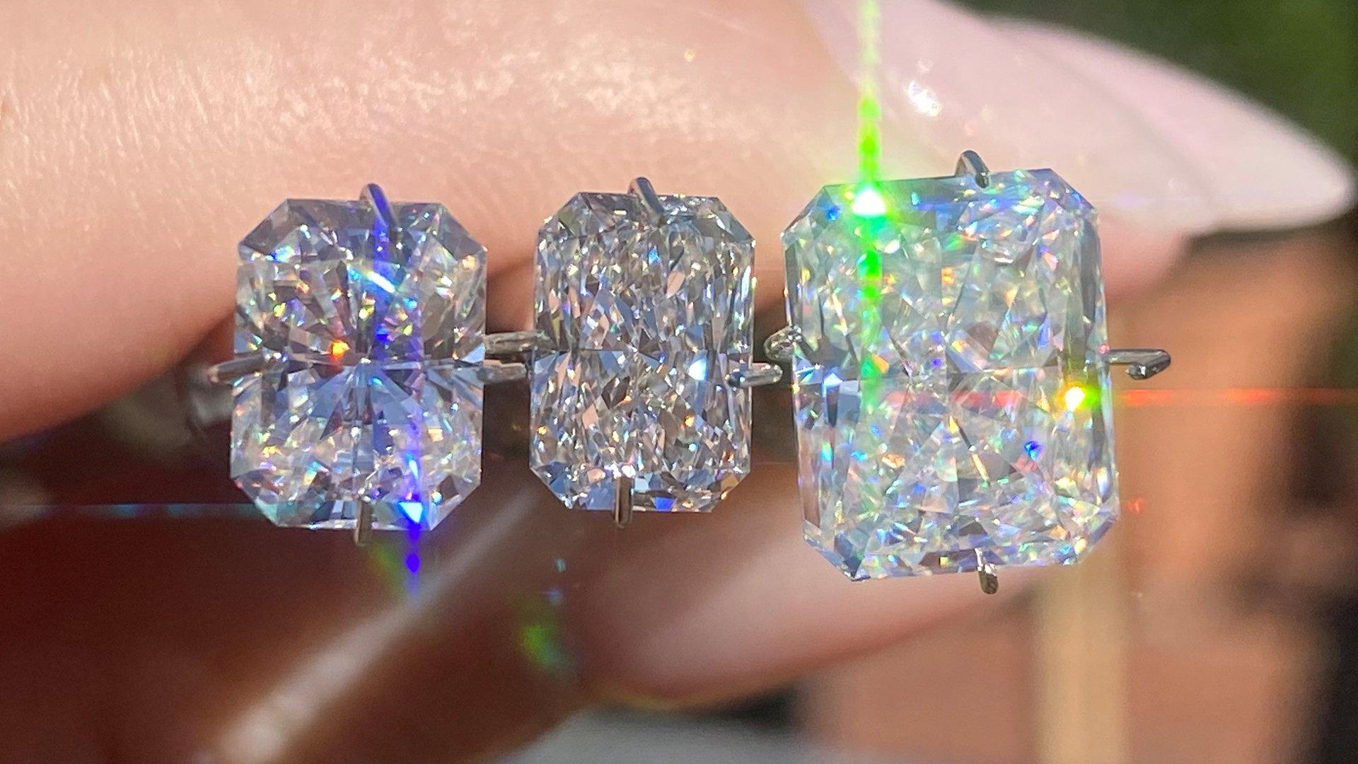 Radiant Moissanite and Diamond Comparison - PBD