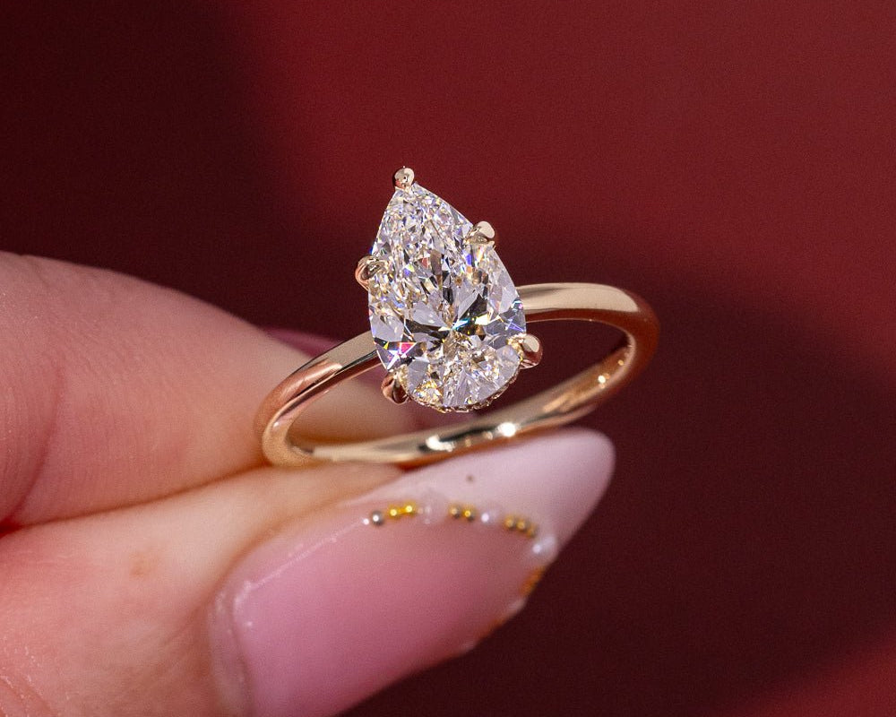 Ready to Ship Pear Engagement Rings - PBD