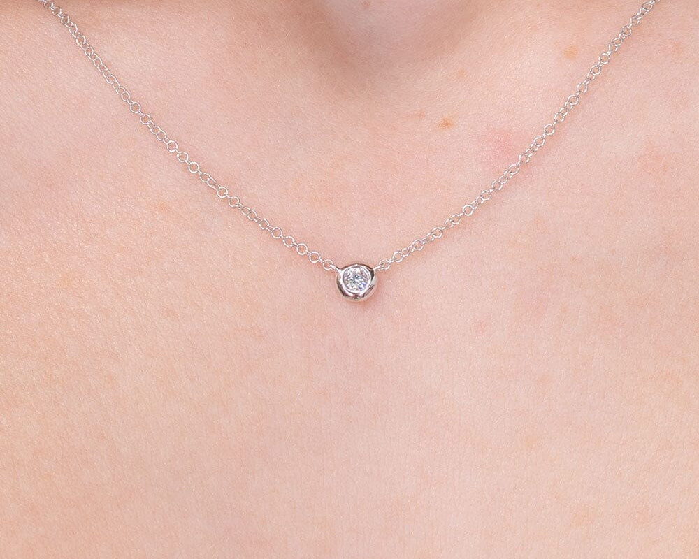 0.05ct Diamond Bezel Necklace 14k White Gold Necklaces Princess Bride Diamonds 