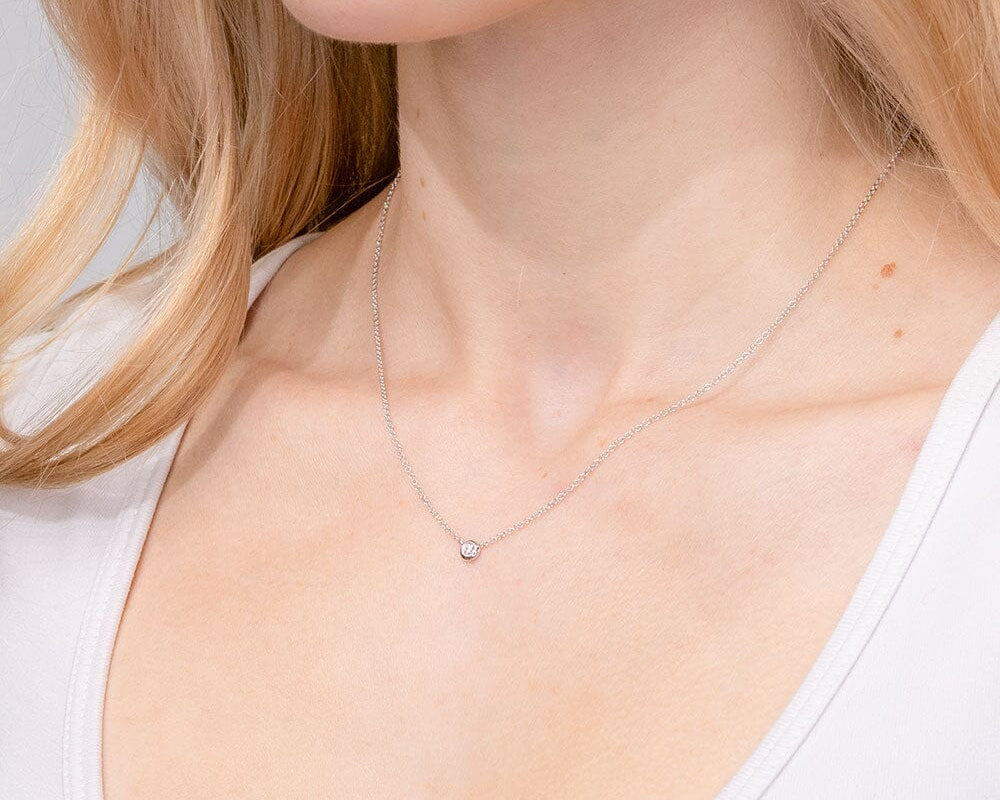 0.05ct Diamond Bezel Necklace 14k White Gold Necklaces Princess Bride Diamonds 