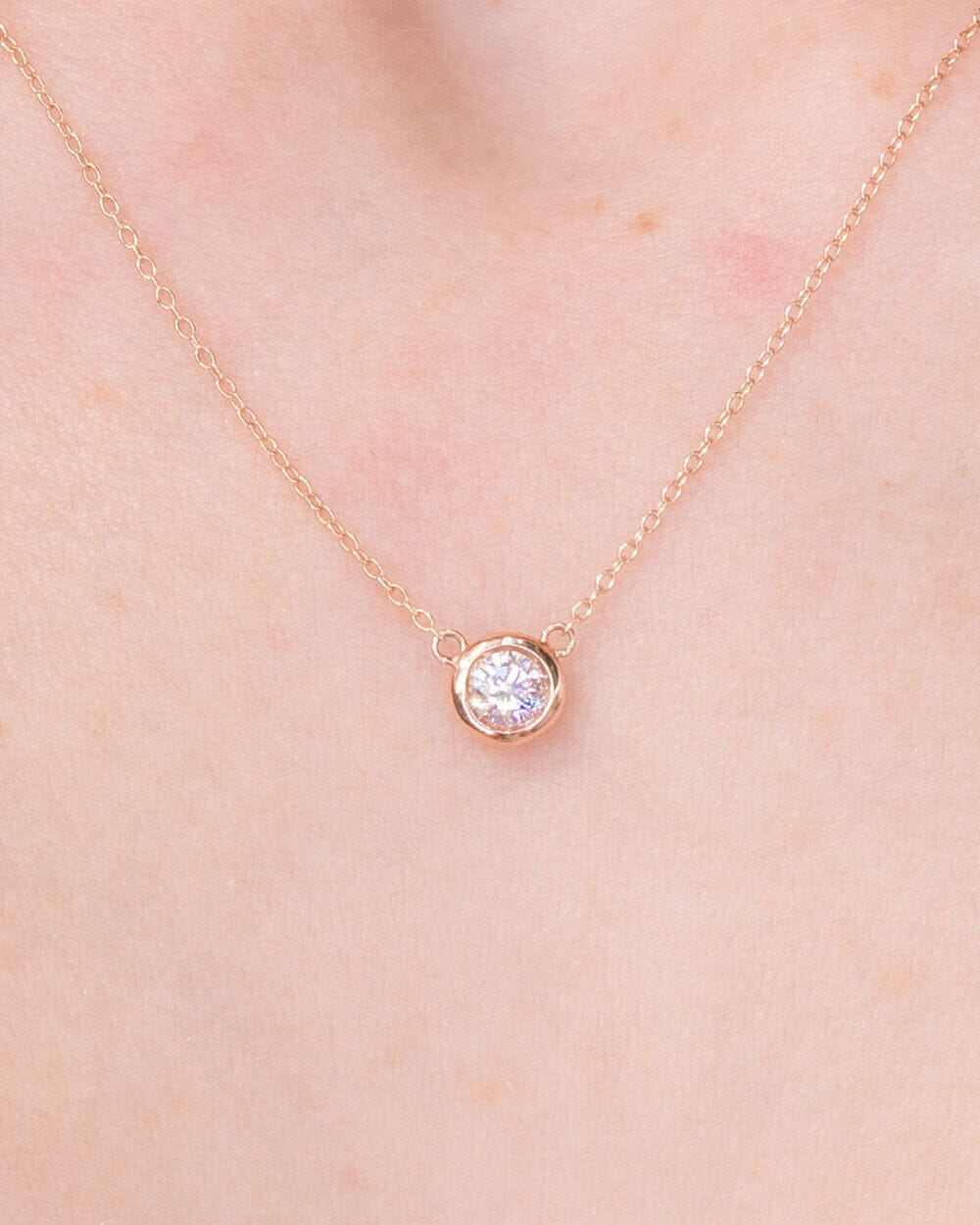 0.27ct Diamond Bezel Necklace 14k Rose Gold Necklaces Princess Bride Diamonds 