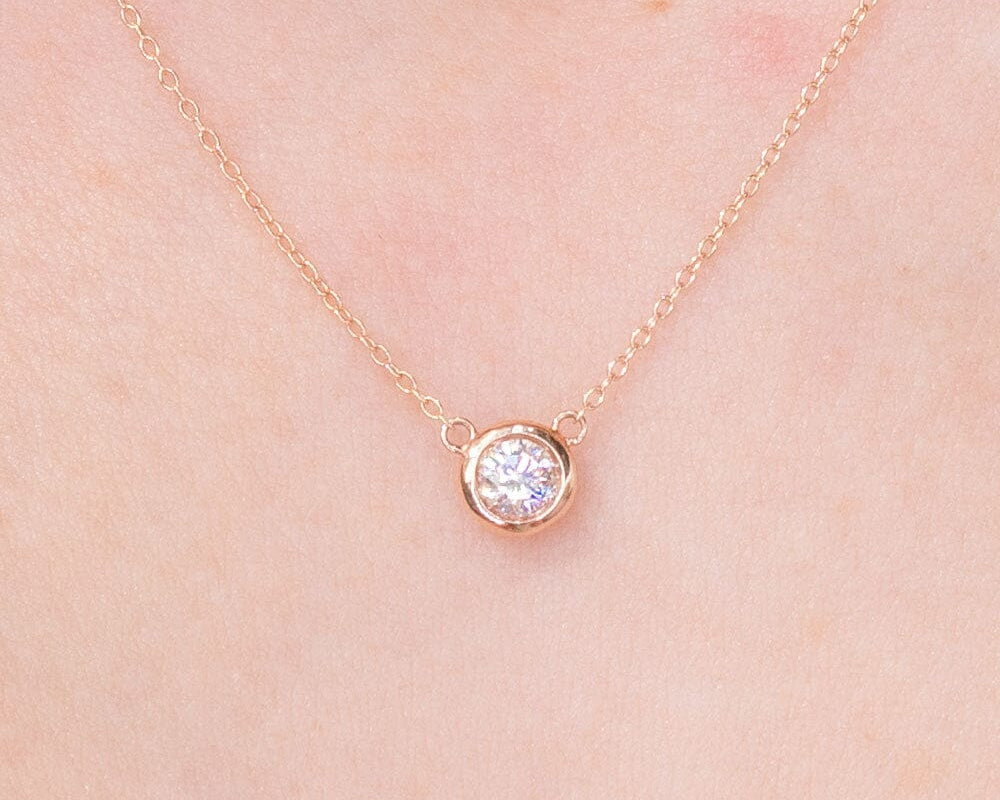 0.27ct Diamond Bezel Necklace 14k Rose Gold Necklaces Princess Bride Diamonds 