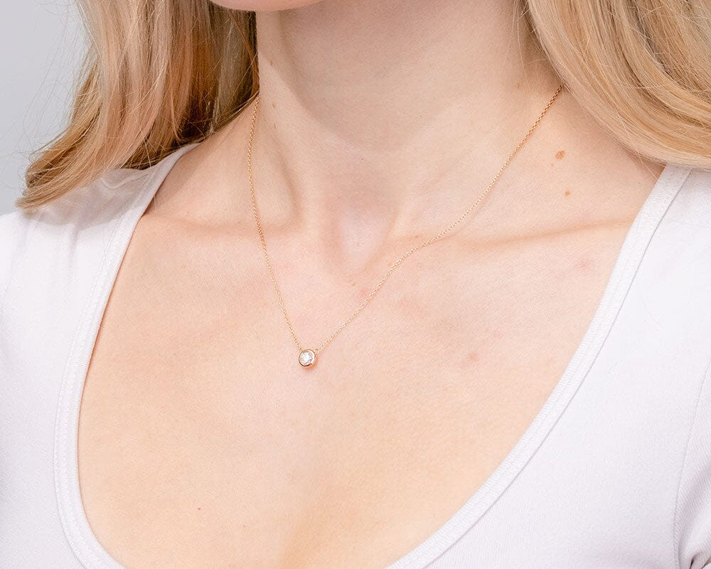 0.27ct Diamond Bezel Necklace 14k Rose Gold Necklaces Princess Bride Diamonds 