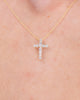 0.32ct Floating Diamond Cross 14k Yellow Gold Necklaces Princess Bride Diamonds 