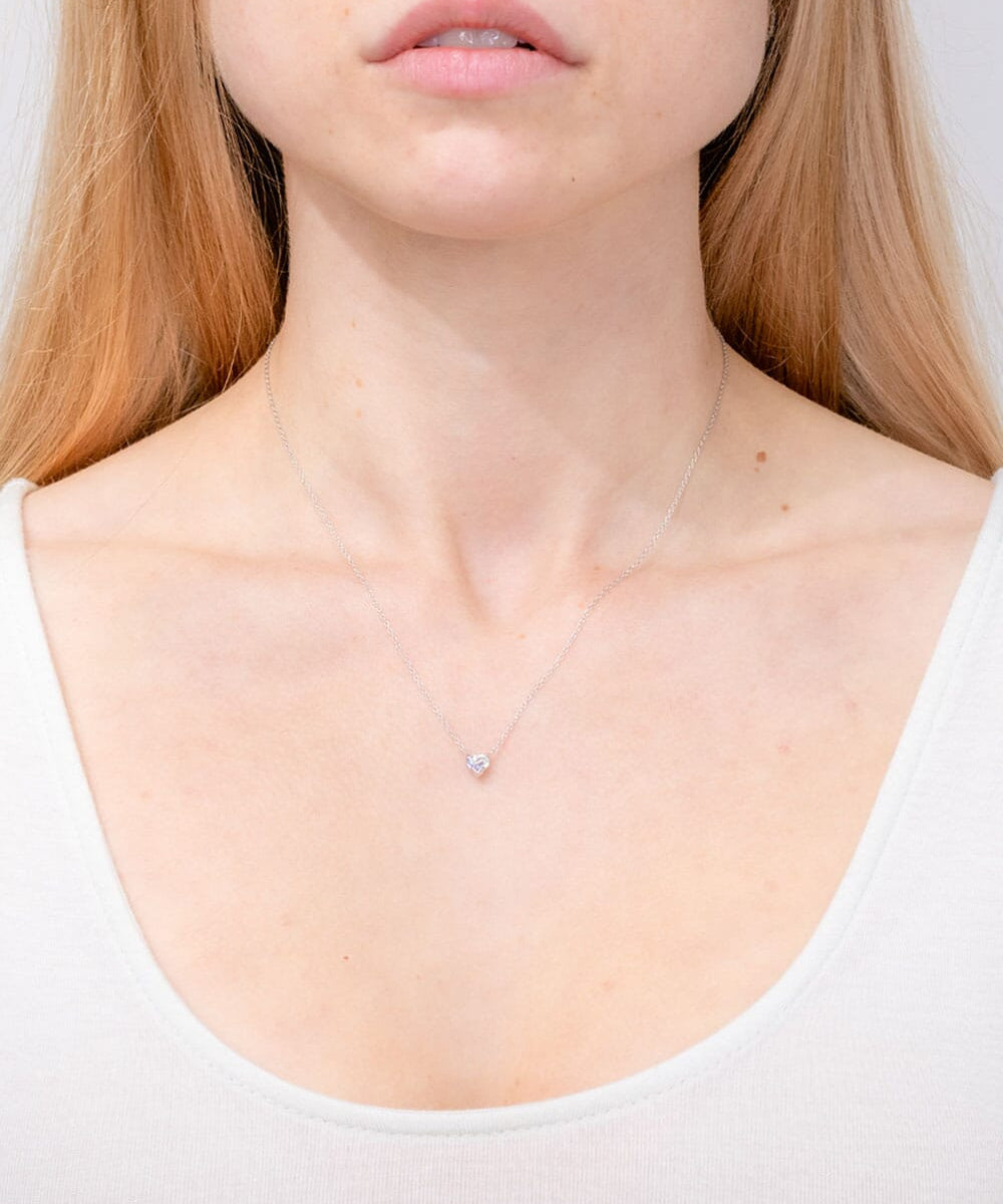 0.41ct E-VVS2 Heart Lab Diamond 14k White Gold Pendant Necklaces Princess Bride Diamonds 