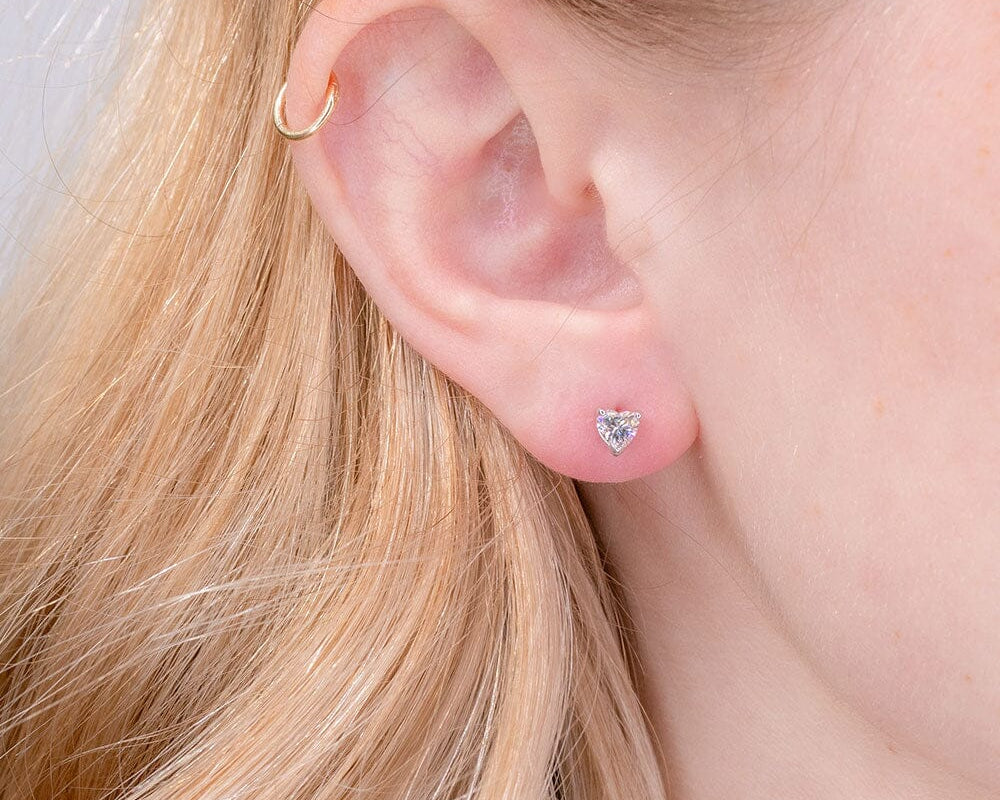 0.49cttw Natural Diamond Heart Studs Earrings Princess Bride Diamonds 