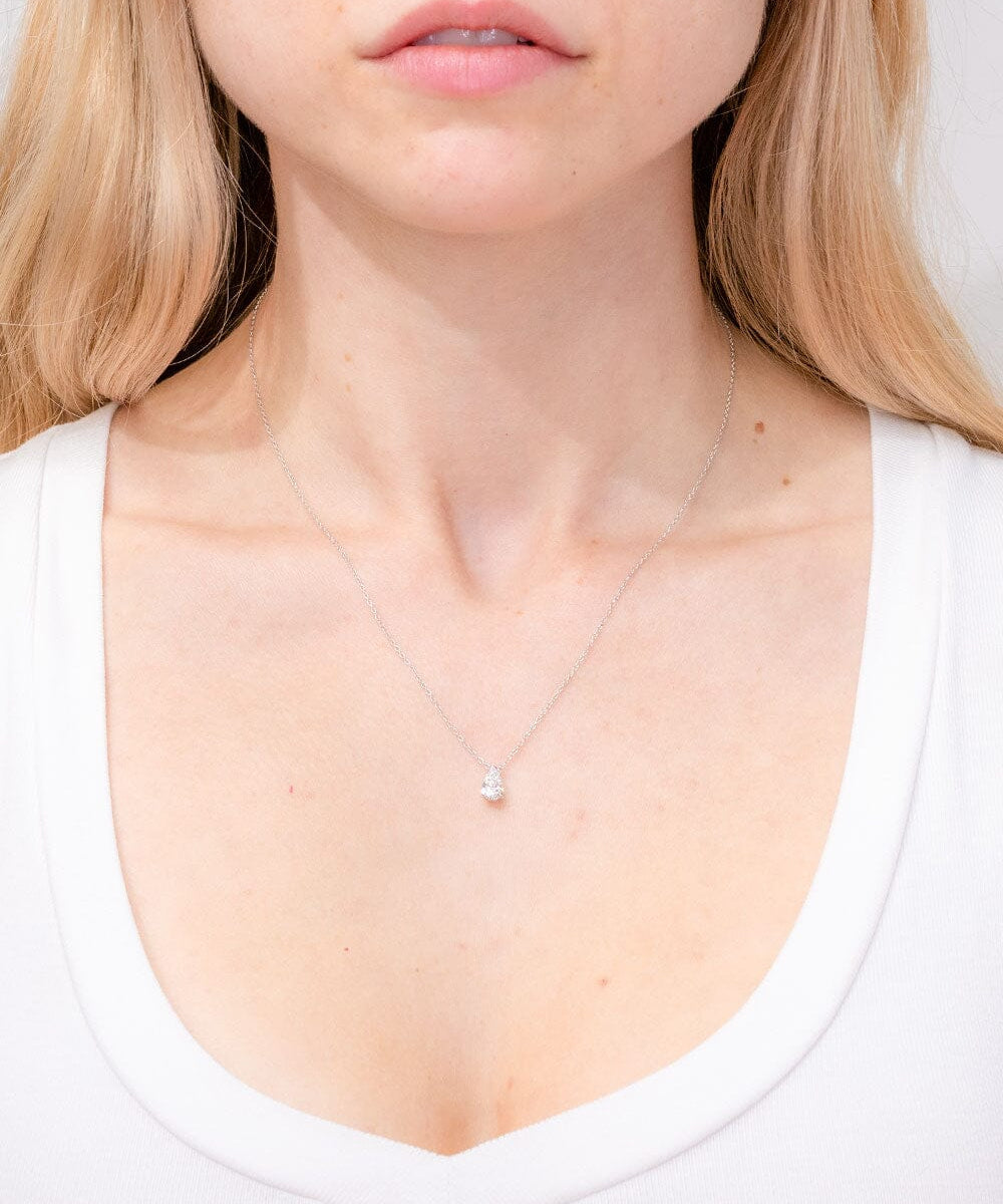 0.53ct E-VS1 Pear Lab Diamond 14k White Gold Pendant Necklaces Princess Bride Diamonds 