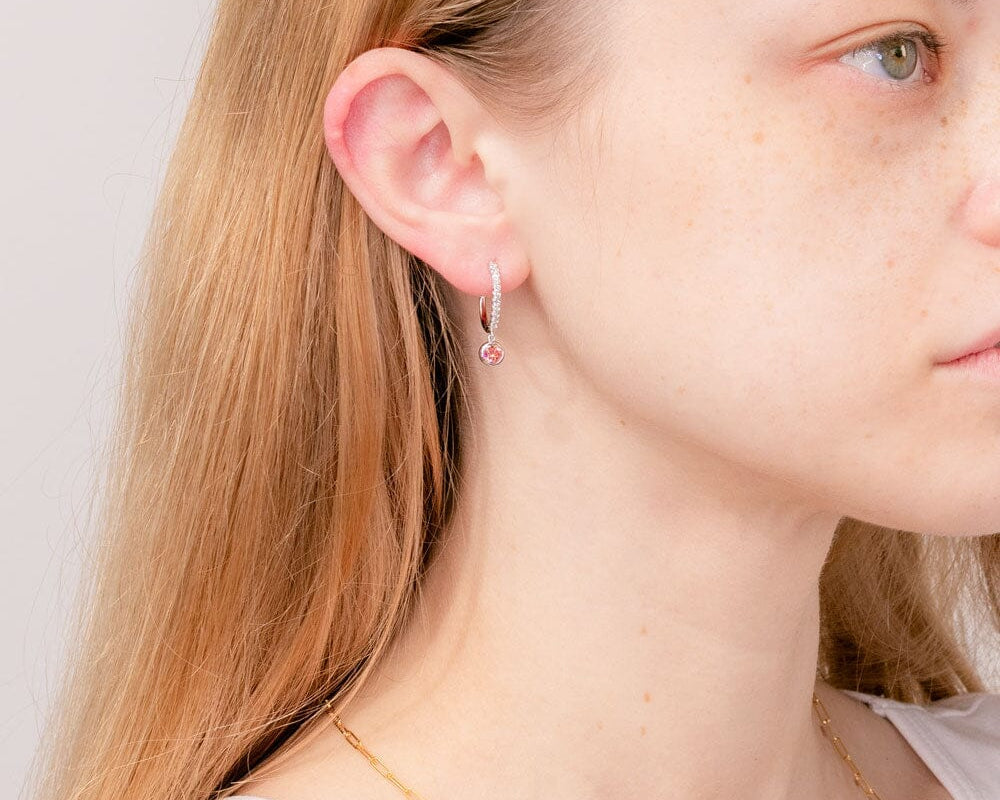 0.54ct Pink Lab Diamond Drop Hoops Earrings Princess Bride Diamonds 