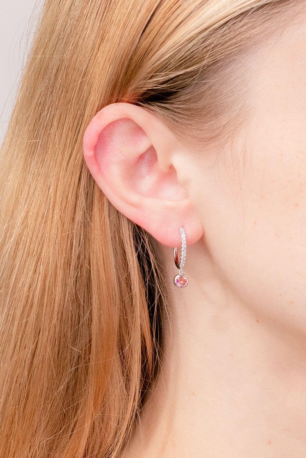0.54ct Pink Lab Diamond Drop Hoops Earrings Princess Bride Diamonds 