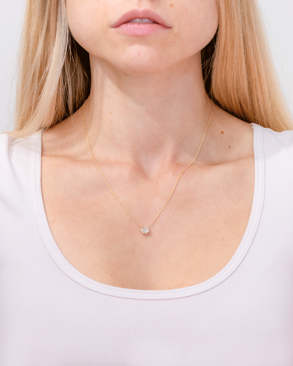 0.55ct E-VVS2 Oval Lab Diamond 14k Yellow Gold Pendant Necklaces Princess Bride Diamonds 