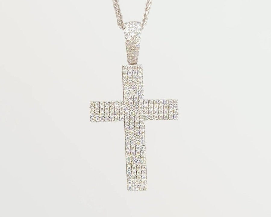 0.56ct Diamond Cross 14k White Gold Chain Necklace Necklaces Princess Bride Diamonds 