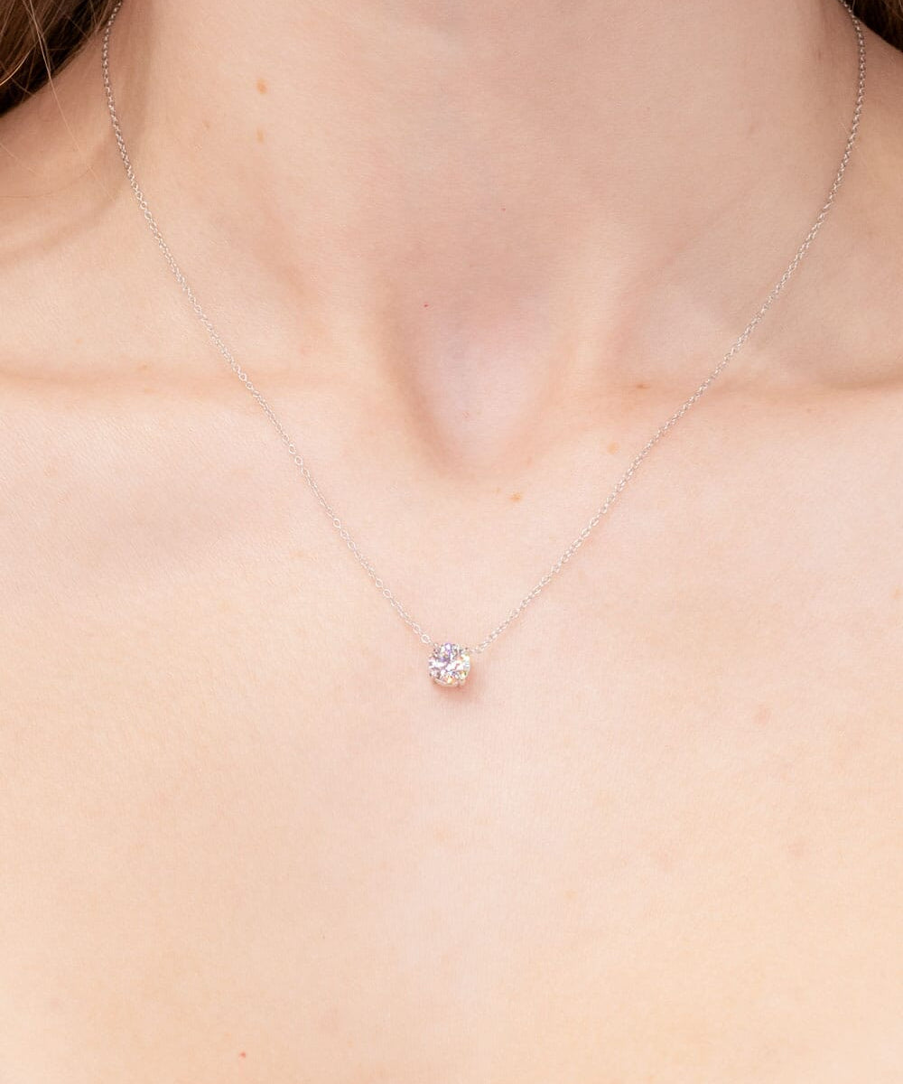 0.59ct D-VVS2 Round Lab Diamond 14k White Gold Pendant Necklaces Princess Bride Diamonds 