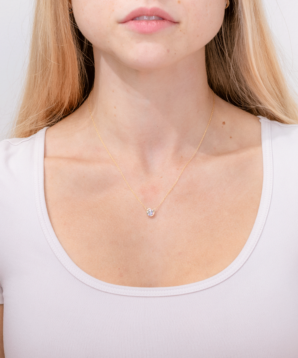 0.70ct D-VVS2 Round Lab Diamond Bezel Pendant Necklaces Princess Bride Diamonds 