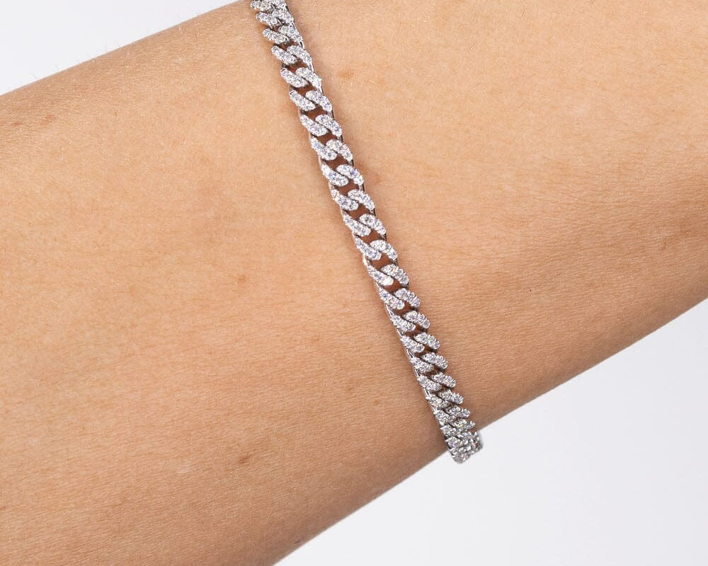 0.73ct 18k White Gold Cuban Pavé Bracelet Bracelets Princess Bride Diamonds 