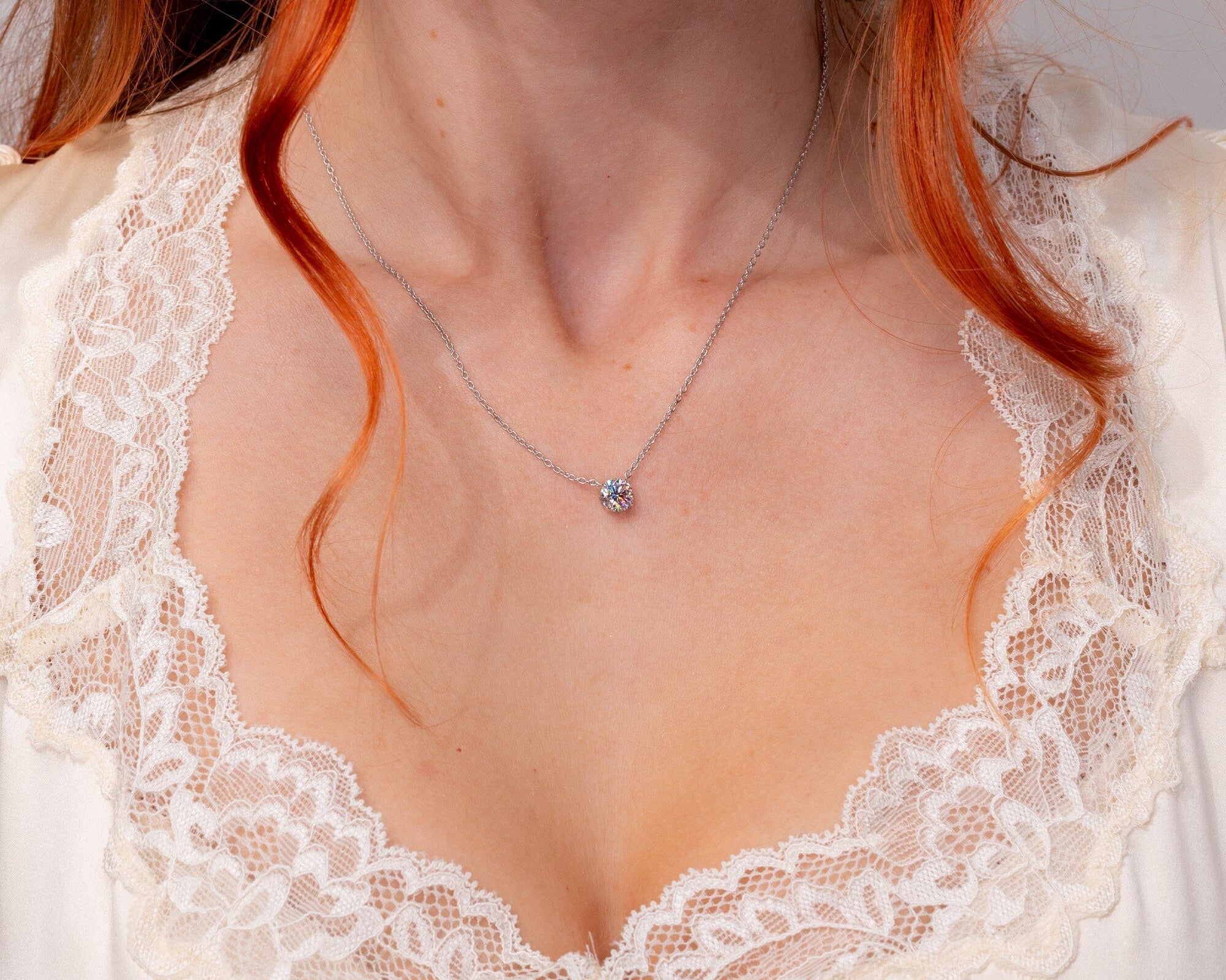 0.75ct D-VVS1 Round Lab Diamond Pendant Necklaces Princess Bride Diamonds 
