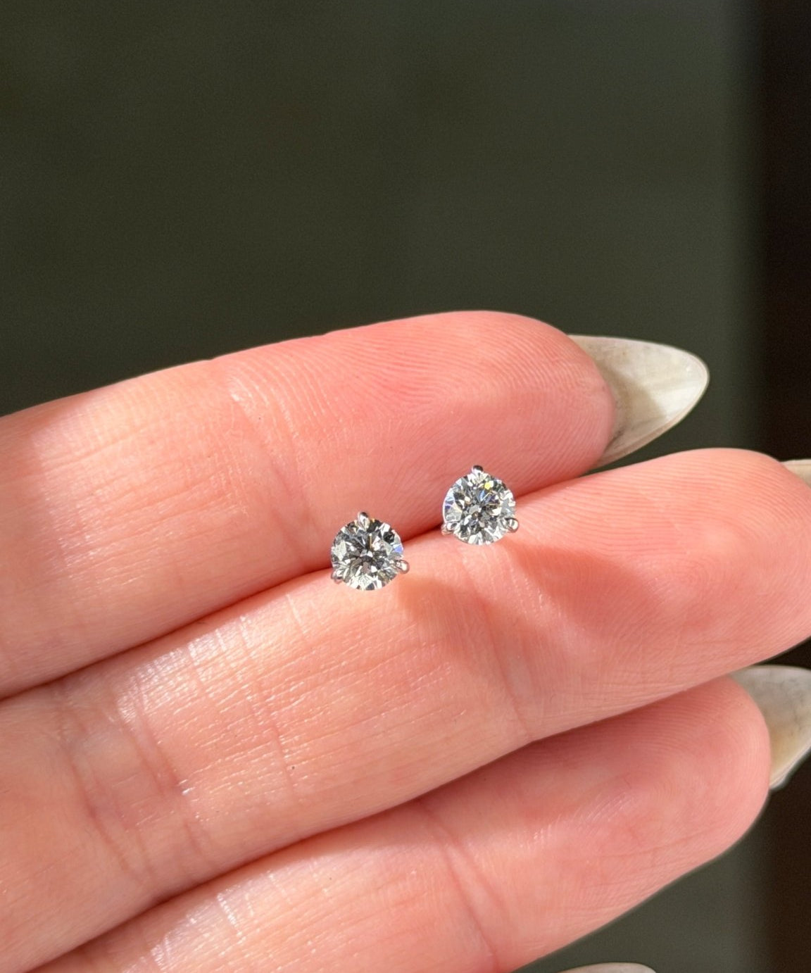 0.75ct Round Diamond Martini Studs | Screw-Backs | 14K White Gold - PBD Earrings