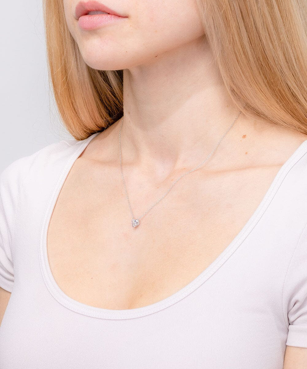 0.77ct D-VVS2 Heart Lab Diamond 14k White Gold Pendant Necklaces Princess Bride Diamonds 