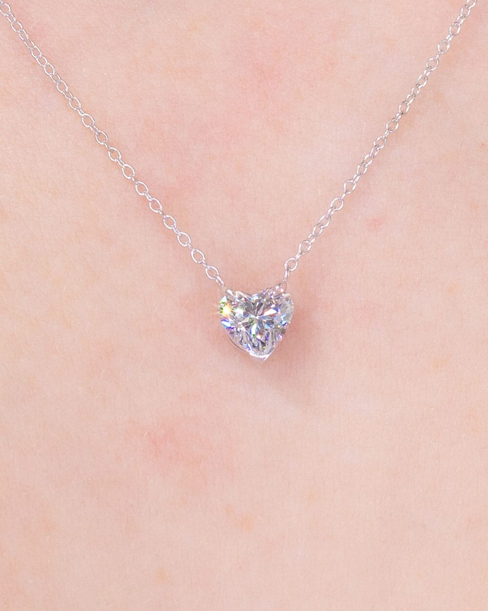 0.77ct D-VVS2 Heart Lab Diamond 14k White Gold Pendant Necklaces Princess Bride Diamonds 