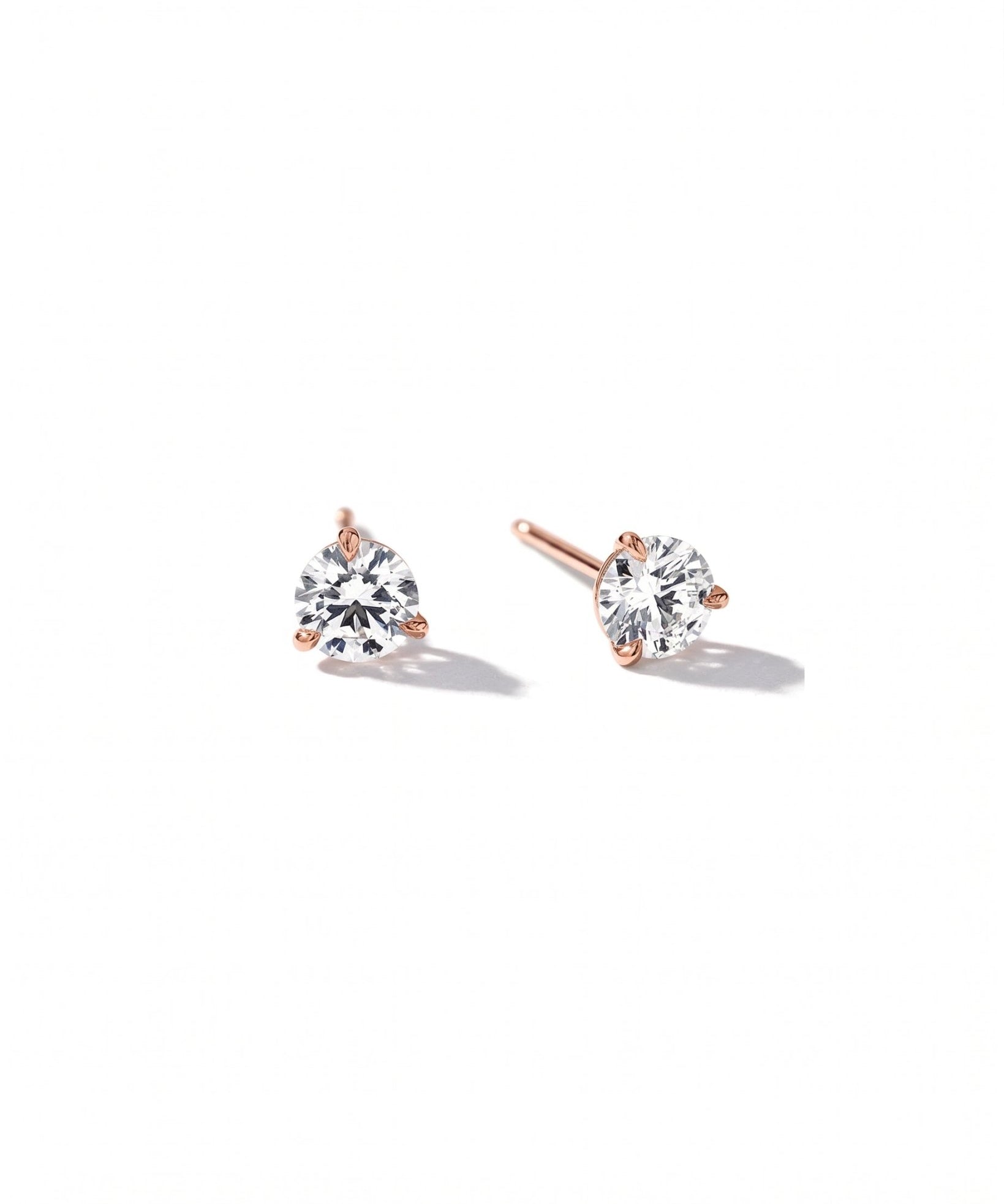 0.77ct Round Diamond Martini Studs | Push-Backs | 14K Rose Gold - PBD Earrings