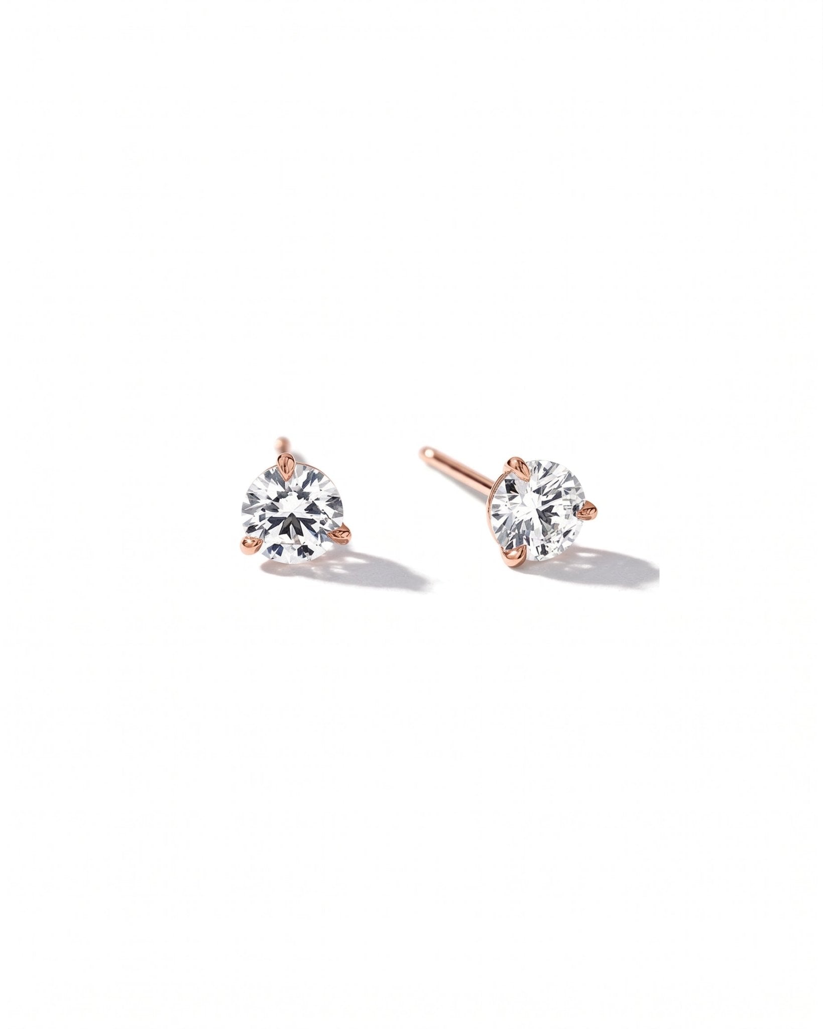 0.77ct Round Diamond Martini Studs | Push-Backs | 14K Rose Gold - PBD Earrings