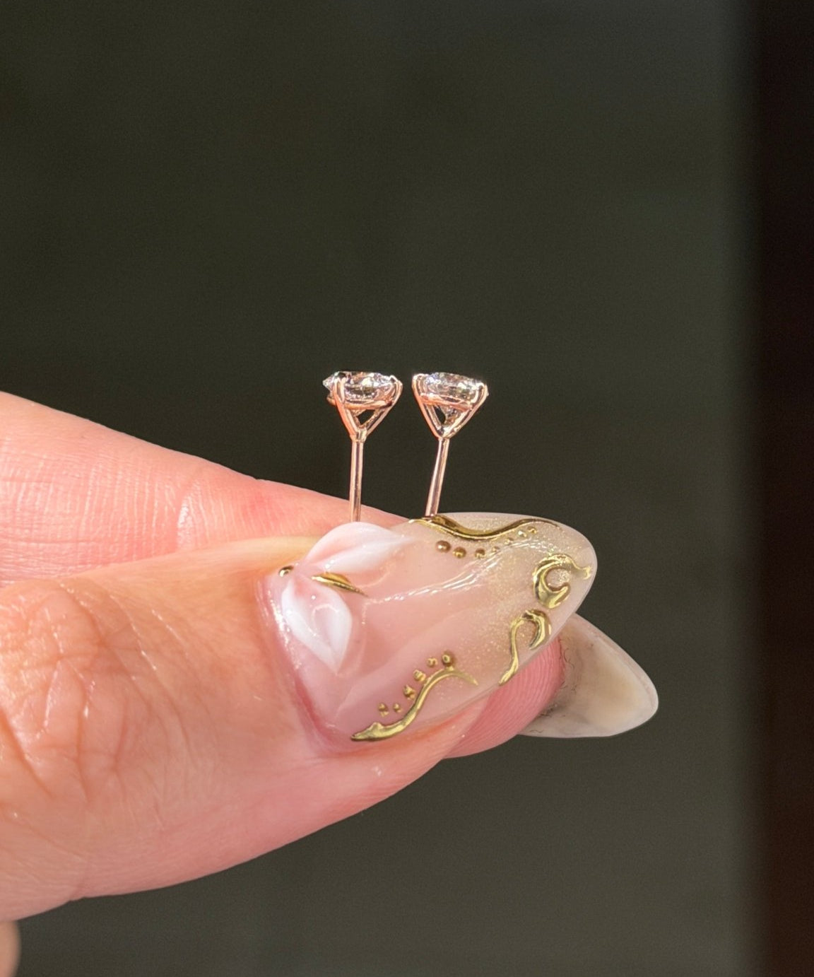 0.77ct Round Diamond Martini Studs | Push-Backs | 14K Rose Gold - PBD Earrings