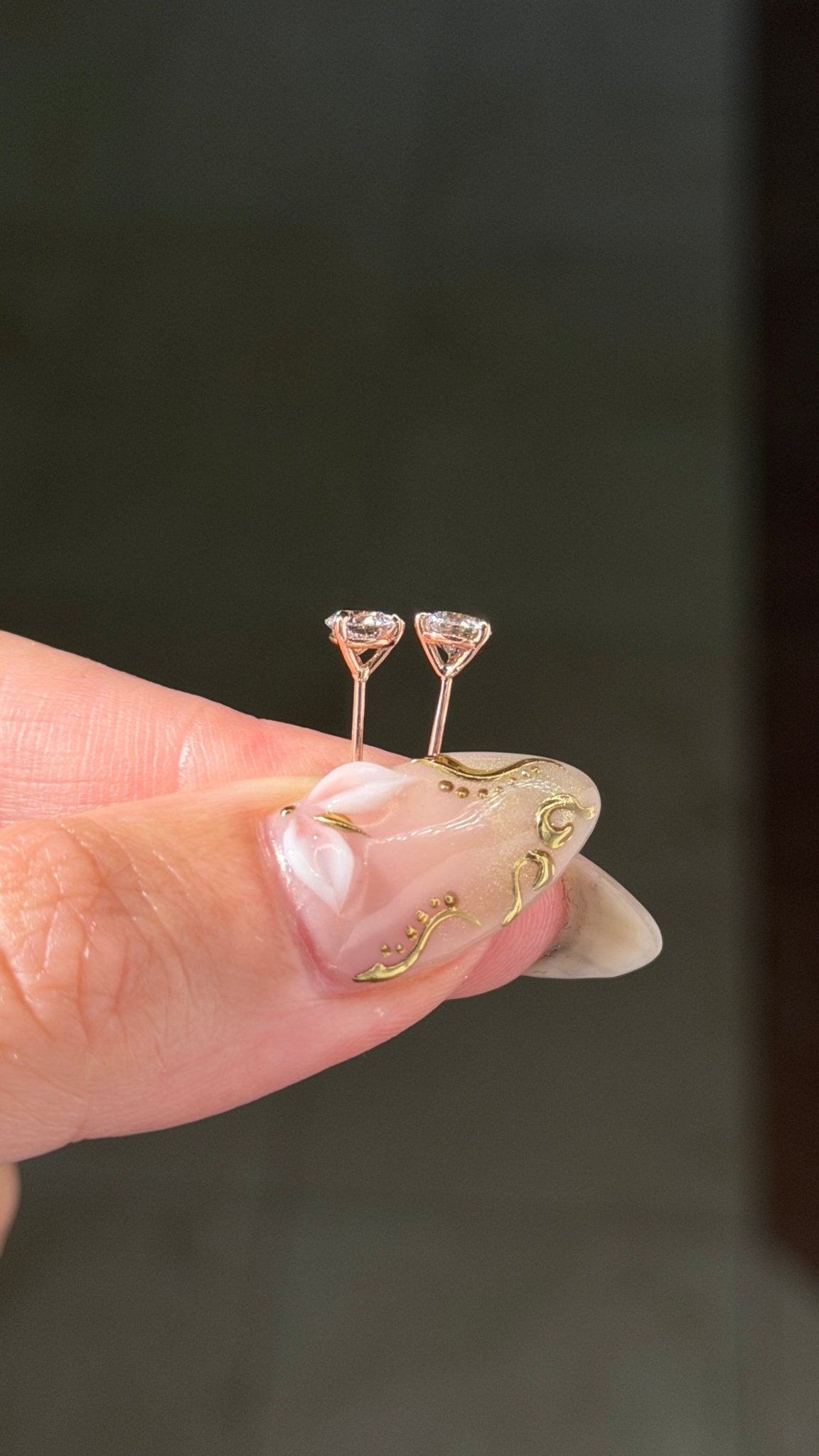 0.77ct Round Diamond Martini Studs | Push-Backs | 14K Rose Gold - PBD Earrings