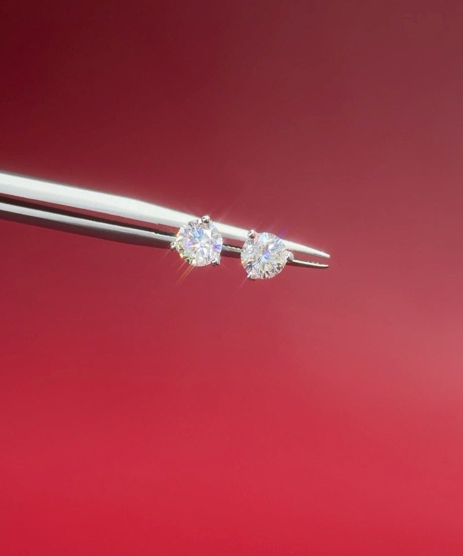 0.80ct H - SI2 Core Natural Round Diamond Studs - PBD Earrings