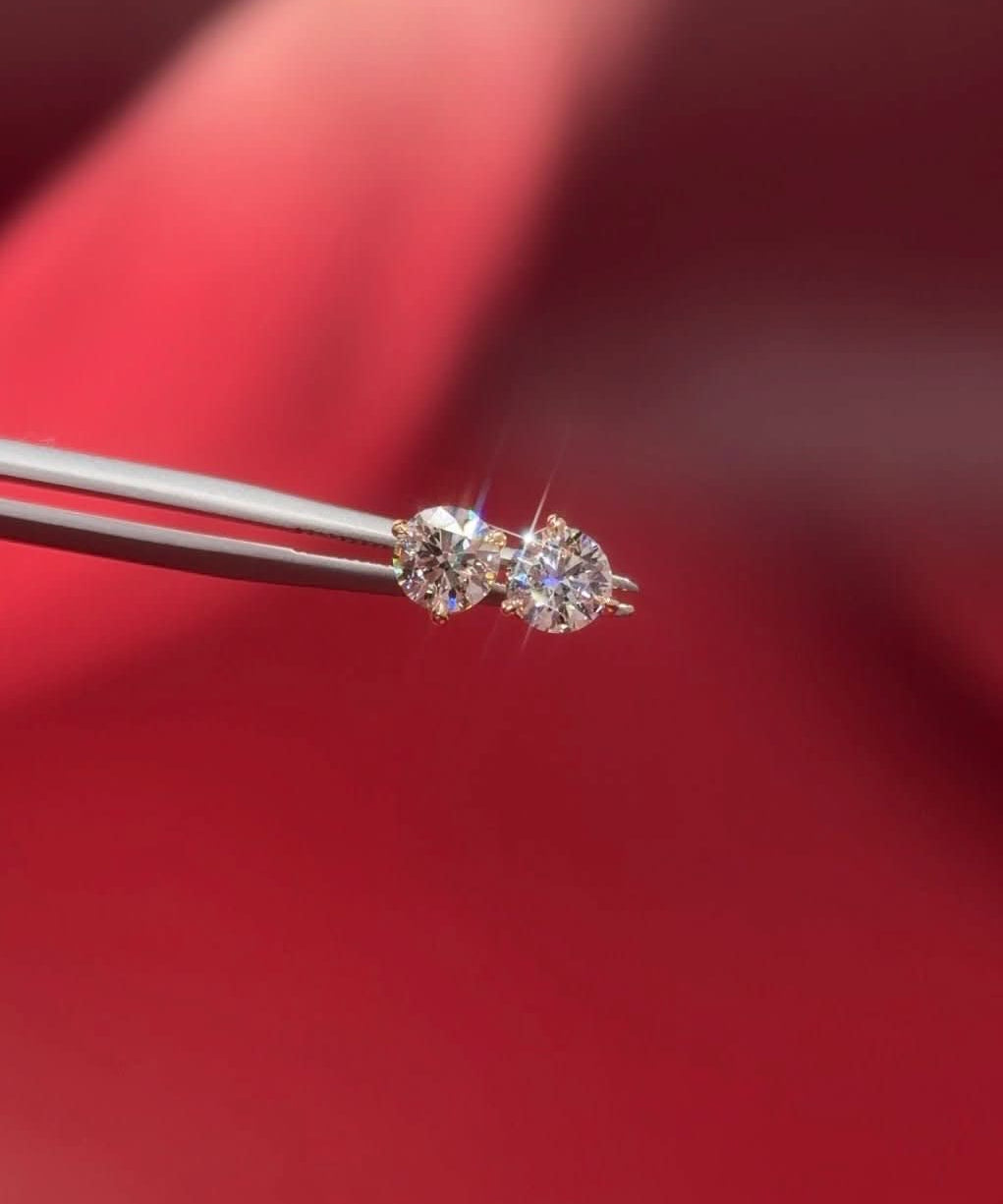 0.81ct Core Round Lab Diamond Martini Studs - PBD Earrings