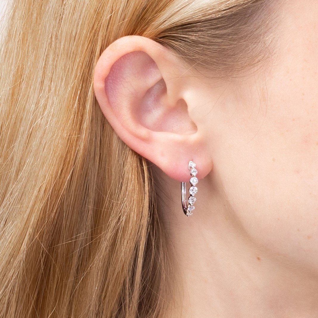 0.93ct Floating Diamond Hoops in 14k White Gold Earrings Princess Bride Diamonds 