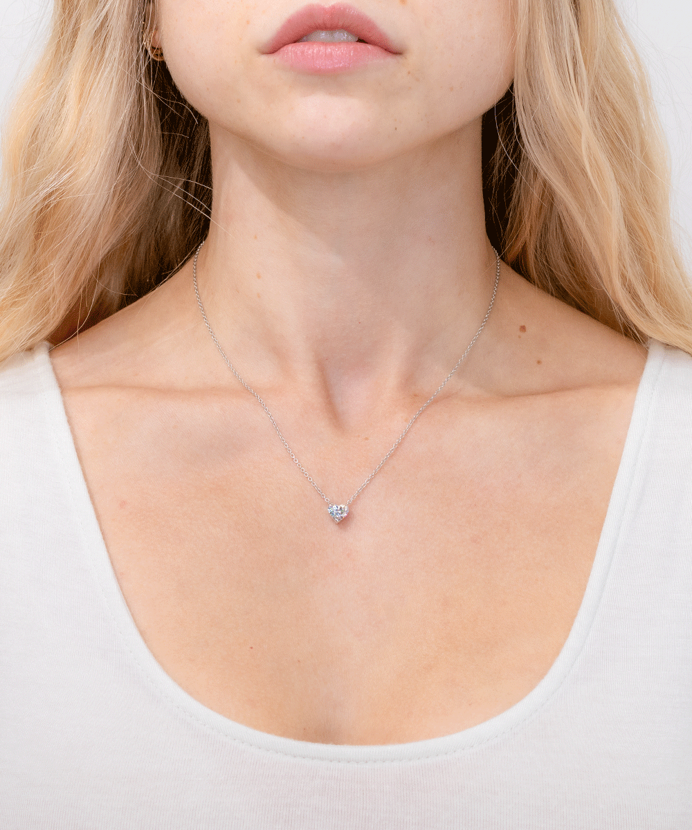 0.95ct D-VVS2 Heart Lab Diamond 14k White Gold Pendant Necklaces Princess Bride Diamonds 