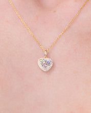 0.95ct D-VVS2 Heart Lab Diamond Halo Pendant Necklaces Princess Bride Diamonds 