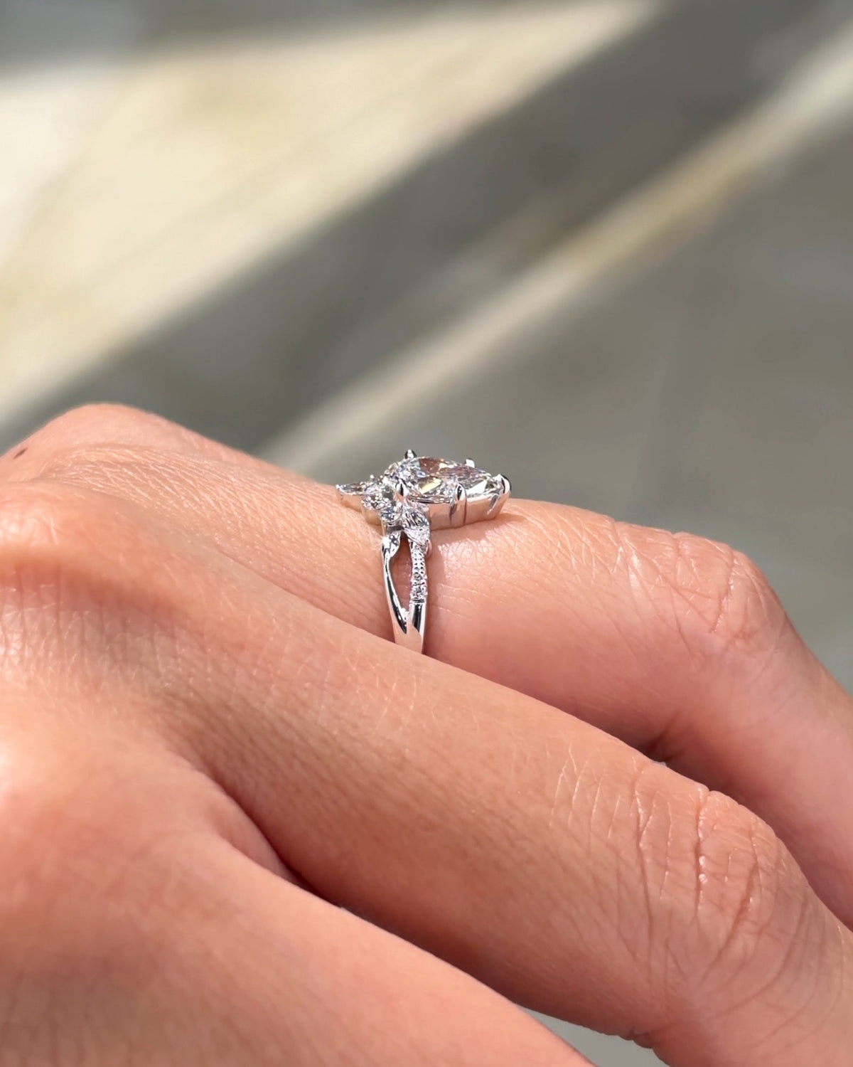 1.00ct D VVS2 pear lab grown diamond Laufey engagement ring in 14K white gold