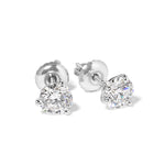 Round lab diamond martini studs with screw backings set in 14k white gold at Princess Bride Diamonds in Huntington Beach California 