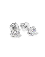 Round lab diamond martini studs with screw backings set in 14k white gold at Princess Bride Diamonds in Huntington Beach California 