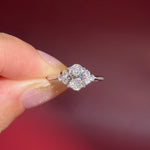 1.01ct D-VS1 Oval Lab Diamond Lindsey. The Lindsey features a classic high polish band with a trio of diamond side stones to perfectly accent your selected center stone.