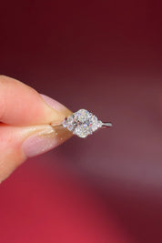 1.01ct D-VS1 Oval Lab Diamond Lindsey. The Lindsey features a classic high polish band with a trio of diamond side stones to perfectly accent your selected center stone.