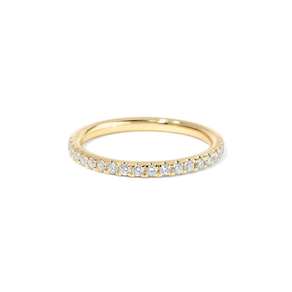 1.6mm Core Pavé Diamond Ring in yellow gold