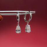 1.94ct D-VS1 Lab Diamond Pear Drop Hoops White Gold high polish with seamless snap closure at princess bride diamonds in huntington beach california 