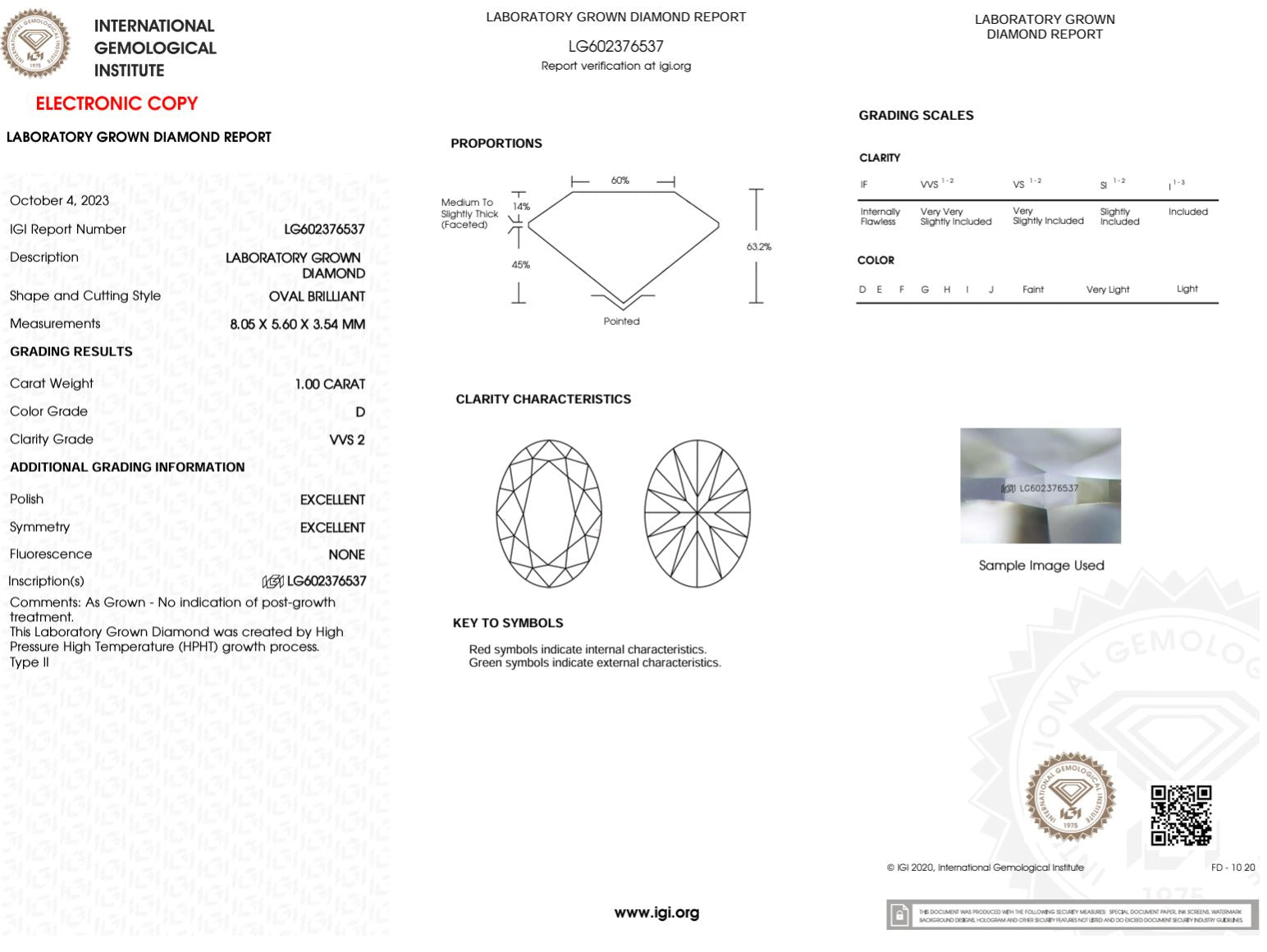 1.00 Carat D-VVS2 Oval Lab Grown Diamond - IGI (#49985) Loose Diamond Princess Bride Diamonds 