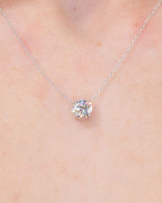 1.00ct D-VS1 Round Lab Diamond 14k White Gold Pendant Necklaces Princess Bride Diamonds 