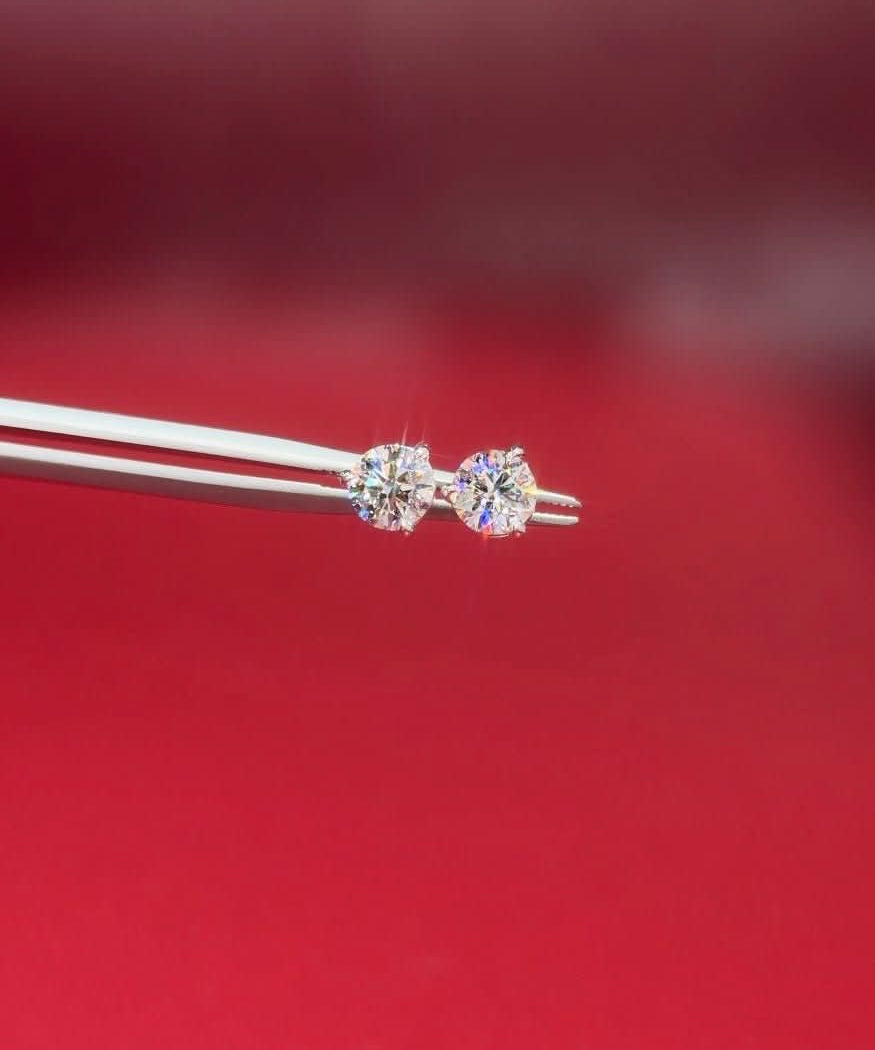 1.00ct D - VVS1 Core Round Lab Diamond Martini Studs - PBD Earrings