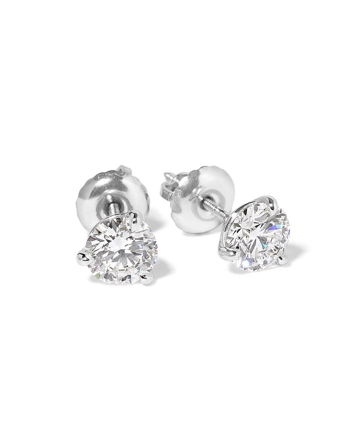 1.00ct D - VVS1 Core Round Lab Diamond Martini Studs - PBD Earrings