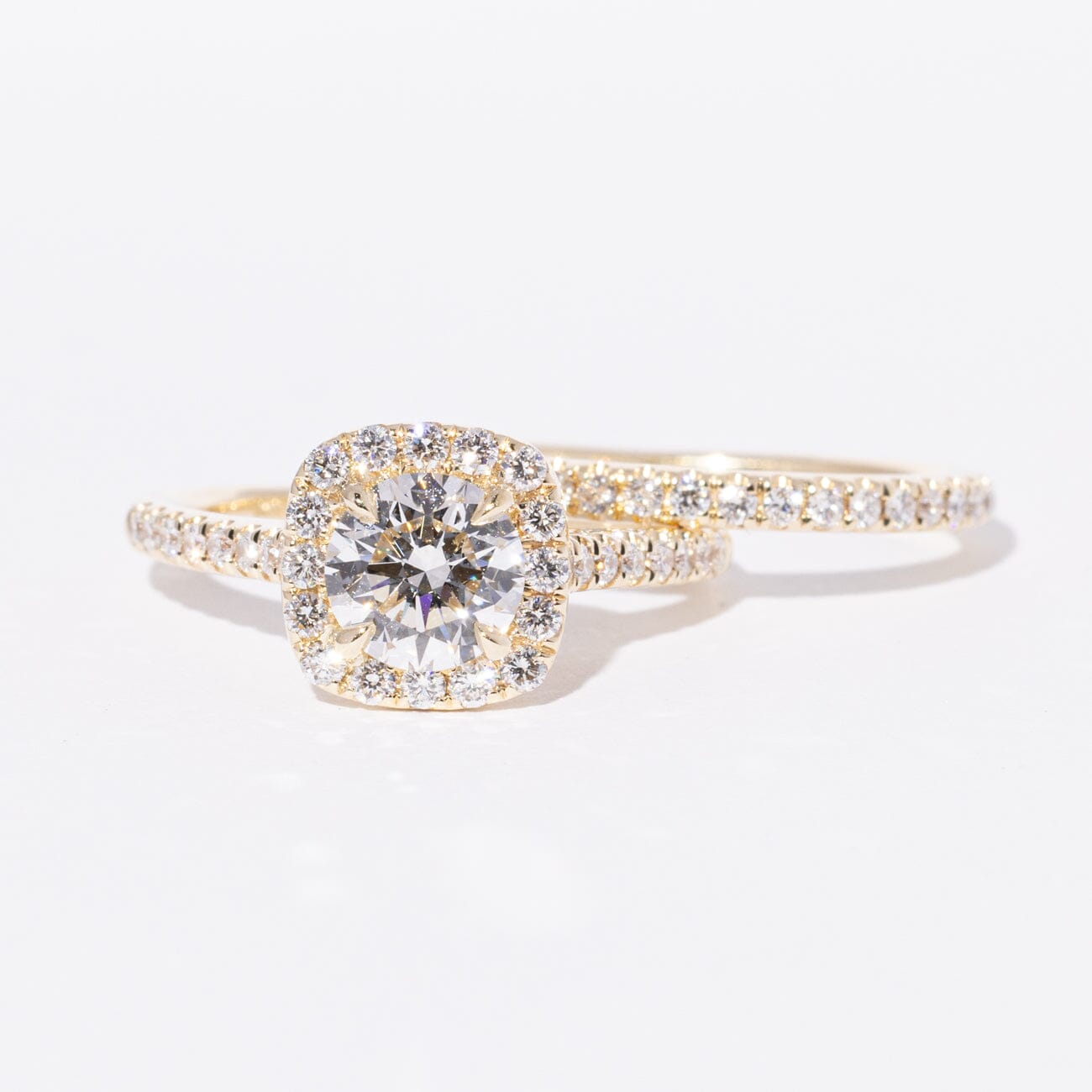 1.00ct E-VS1 Round Lab Diamond Amara Wedding Set Engagement Rings Princess Bride Diamonds 
