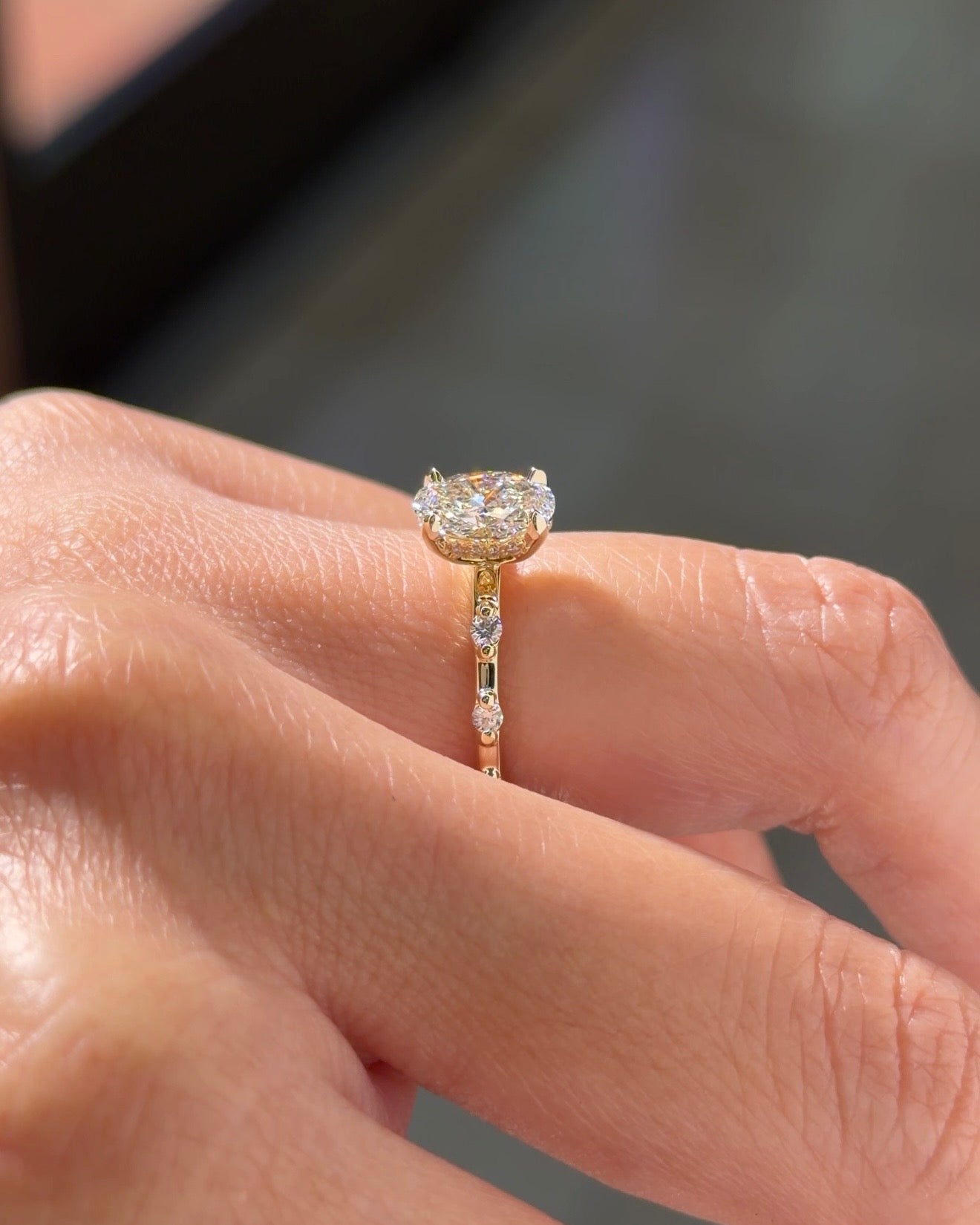 1.00ct E-VVS2 Oval Lab Diamond Daisy - PBD Engagement Rings